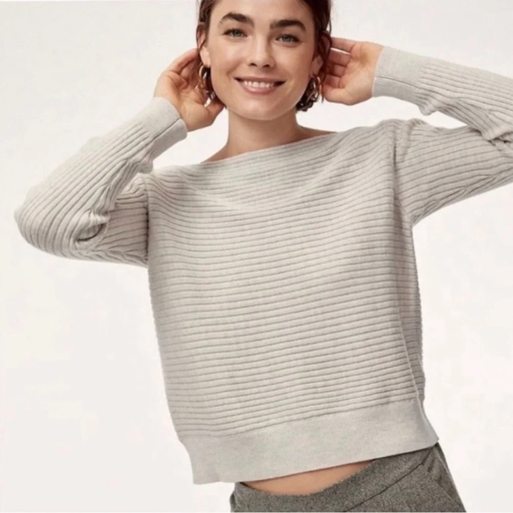 Babaton Aritzia Ribbed Knit Boatneck Merino Wool Sweater Size Small